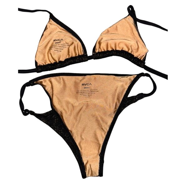 RVCA Black Lace Patterned String Bikini Set | Hot Girl Summer Beachwear | Sz Sm - Picture 9 of 9